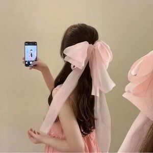 Big Oversized Pink Hair Bow Barrette